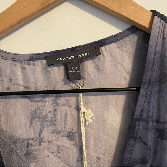 NWT Grade & Gather Blue Gray Splatter Mini Dress S/M - Picture 11 of 14